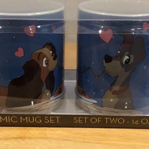 NWT Disney’s lady and the tramp love ceramic two piece mug set
